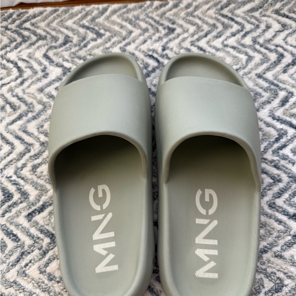 Mango Sage Green Slide Sandals - Picture 1 of 4